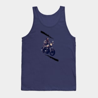 A man rides a vintage motorcycle Tank Top